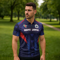 Custom Rugby Samoa Zipper Polo Shirt Siva Tau Spirit Sporty Vibes LT03 - Polynesian Pride