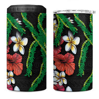 Hawaiian Tropical Flowers and Maile Pikake 4 in 1 Can Cooler Tumbler Polynesian Tribal Pattern Black Color LT03 One Size: 16 oz Black - Polynesian Pride