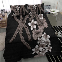 Hawaiian Tropical Flowers and Maile Pikake Bedding Set Polynesian Tribal Pattern Grayscale Mode LT03 - Polynesian Pride