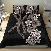 Hawaiian Tropical Flowers and Maile Pikake Bedding Set Polynesian Tribal Pattern Grayscale Mode LT03 - Polynesian Pride
