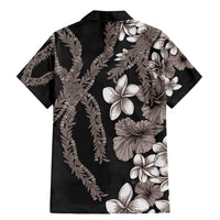 Hawaiian Tropical Flowers and Maile Pikake Family Matching Mermaid Dress and Hawaiian Shirt Polynesian Tribal Pattern Grayscale Mode LT03 - Polynesian Pride