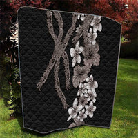 Hawaiian Tropical Flowers and Maile Pikake Quilt Polynesian Tribal Pattern Grayscale Mode