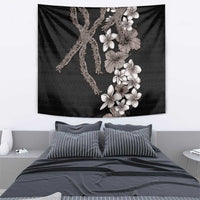 Hawaiian Tropical Flowers and Maile Pikake Tapestry Polynesian Tribal Pattern Grayscale Mode LT03 - Polynesian Pride
