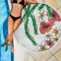 Hawaiian Tropical Flowers and Maile Pikake Beach Blanket Polynesian Tribal Pattern White Color