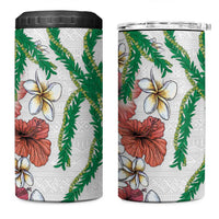 Hawaiian Tropical Flowers and Maile Pikake 4 in 1 Can Cooler Tumbler Polynesian Tribal Pattern White Color LT03 One Size: 16 oz White - Polynesian Pride