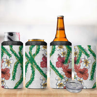 Hawaiian Tropical Flowers and Maile Pikake 4 in 1 Can Cooler Tumbler Polynesian Tribal Pattern White Color LT03 - Polynesian Pride
