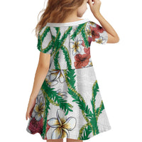 Hawaiian Tropical Flowers and Maile Pikake Family Matching Off The Shoulder Long Sleeve Dress and Hawaiian Shirt Polynesian Tribal Pattern White Color LT03 - Polynesian Pride