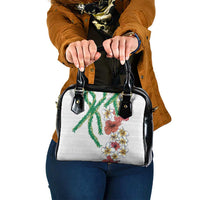 Hawaiian Tropical Flowers and Maile Pikake Shoulder Handbag Polynesian Tribal Pattern White Color LT03 One Size White - Polynesian Pride