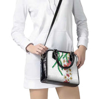 Hawaiian Tropical Flowers and Maile Pikake Shoulder Handbag Polynesian Tribal Pattern White Color LT03 - Polynesian Pride