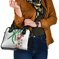 Hawaiian Tropical Flowers and Maile Pikake Shoulder Handbag Polynesian Tribal Pattern White Color LT03 - Polynesian Pride