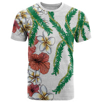 Hawaiian Tropical Flowers and Maile Pikake T Shirt Polynesian Tribal Pattern White Color LT03 White - Polynesian Pride