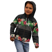 Hawaiian Tropical Flowers and Tribal Polynesian Tattoo Kid Hoodie Black Color LT03 - Polynesian Pride