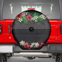 Hawaiian Tropical Flowers and Tribal Polynesian Tattoo Spare Tire Cover Black Color LT03 - Polynesian Pride