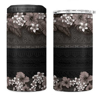 Hawaiian Tropical Flowers and Tribal Polynesian Tattoo 4 in 1 Can Cooler Tumbler Grayscale Mode LT03 One Size: 16 oz Black - Polynesian Pride