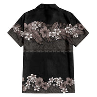 Hawaiian Tropical Flowers and Tribal Polynesian Tattoo Family Matching Puletasi and Hawaiian Shirt Grayscale Mode LT03 - Polynesian Pride