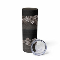 Hawaiian Tropical Flowers and Tribal Polynesian Tattoo Skinny Tumbler Grayscale Mode LT03 - Polynesian Pride