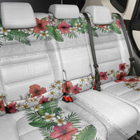 Hawaiian Tropical Flowers and Tribal Polynesian Tattoo Back Car Seat Cover White Color LT03 - Polynesian Pride