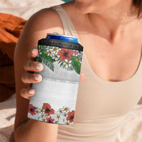 Hawaiian Tropical Flowers and Tribal Polynesian Tattoo 4 in 1 Can Cooler Tumbler White Color LT03 - Polynesian Pride