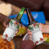 Hawaiian Tropical Flowers and Tribal Polynesian Tattoo 4 in 1 Can Cooler Tumbler White Color LT03 - Polynesian Pride
