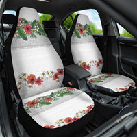 Hawaiian Tropical Flowers and Tribal Polynesian Tattoo Car Seat Cover White Color LT03 One Size White - Polynesian Pride