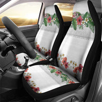 Hawaiian Tropical Flowers and Tribal Polynesian Tattoo Car Seat Cover White Color LT03 - Polynesian Pride