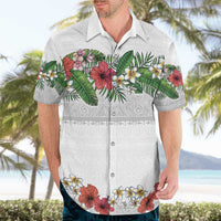 Hawaiian Tropical Flowers and Tribal Polynesian Tattoo Hawaiian Shirt White Color LT03 - Polynesian Pride