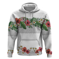 Hawaiian Tropical Flowers and Tribal Polynesian Tattoo Hoodie White Color LT03 Pullover Hoodie White - Polynesian Pride