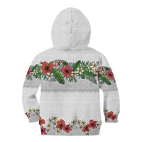 Hawaiian Tropical Flowers and Tribal Polynesian Tattoo Kid Hoodie White Color LT03 - Polynesian Pride
