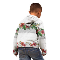 Hawaiian Tropical Flowers and Tribal Polynesian Tattoo Kid Hoodie White Color LT03 - Polynesian Pride