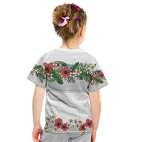 Hawaiian Tropical Flowers and Tribal Polynesian Tattoo Kid T Shirt White Color LT03 - Polynesian Pride