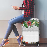 Hawaiian Tropical Flowers and Tribal Polynesian Tattoo Luggage Cover White Color LT03 - Polynesian Pride
