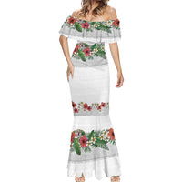 Hawaiian Tropical Flowers and Tribal Polynesian Tattoo Mermaid Dress White Color LT03 - Polynesian Pride
