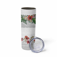 Hawaiian Tropical Flowers and Tribal Polynesian Tattoo Skinny Tumbler White Color LT03 - Polynesian Pride