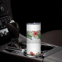 Hawaiian Tropical Flowers and Tribal Polynesian Tattoo Skinny Tumbler White Color LT03 - Polynesian Pride
