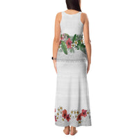 Hawaiian Tropical Flowers and Tribal Polynesian Tattoo Tank Maxi Dress White Color LT03 - Polynesian Pride