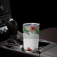 Hawaiian Tropical Flowers and Tribal Polynesian Tattoo Tumbler Cup White Color LT03 - Polynesian Pride