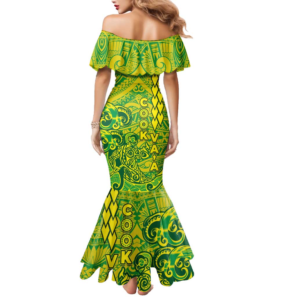 Cook Islands Va'a Polynesian Art Tattoo Family Matching Mermaid Dress and Hawaiian Shirt National Color LT03 - Polynesian Pride