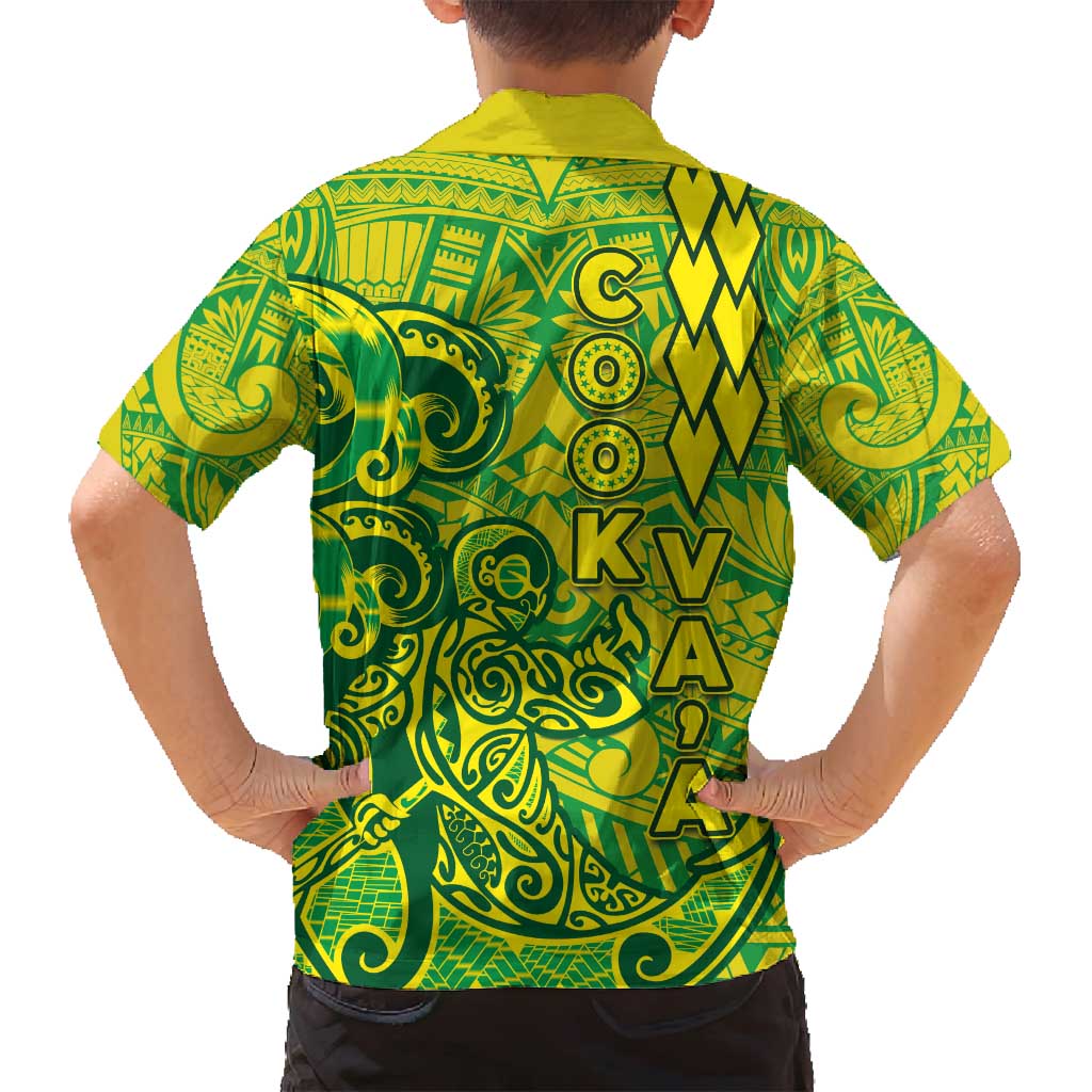 Cook Islands Va'a Polynesian Art Tattoo Family Matching Off Shoulder Short Dress and Hawaiian Shirt National Color LT03 - Polynesian Pride