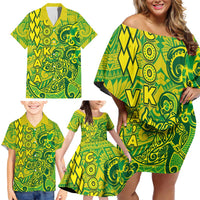 Cook Islands Va'a Polynesian Art Tattoo Family Matching Off Shoulder Short Dress and Hawaiian Shirt National Color LT03 - Polynesian Pride