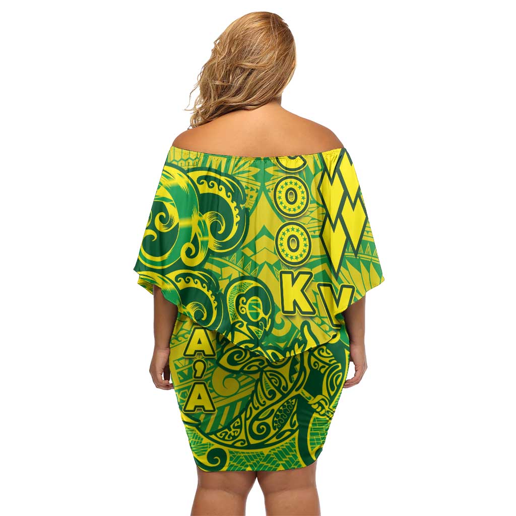 Cook Islands Va'a Polynesian Art Tattoo Family Matching Off Shoulder Short Dress and Hawaiian Shirt National Color LT03 - Polynesian Pride