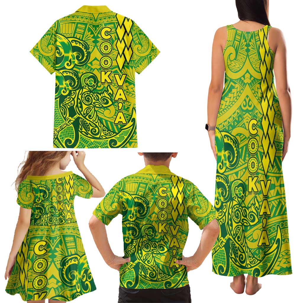 Cook Islands Va'a Polynesian Art Tattoo Family Matching Tank Maxi Dress and Hawaiian Shirt National Color LT03 - Polynesian Pride