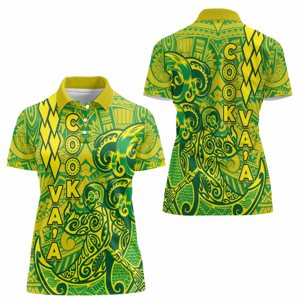 Cook Islands Va'a Polynesian Art Tattoo Women Polo Shirt National Color LT03 - Polynesian Pride