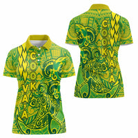 Cook Islands Va'a Polynesian Art Tattoo Women Polo Shirt National Color LT03 - Polynesian Pride