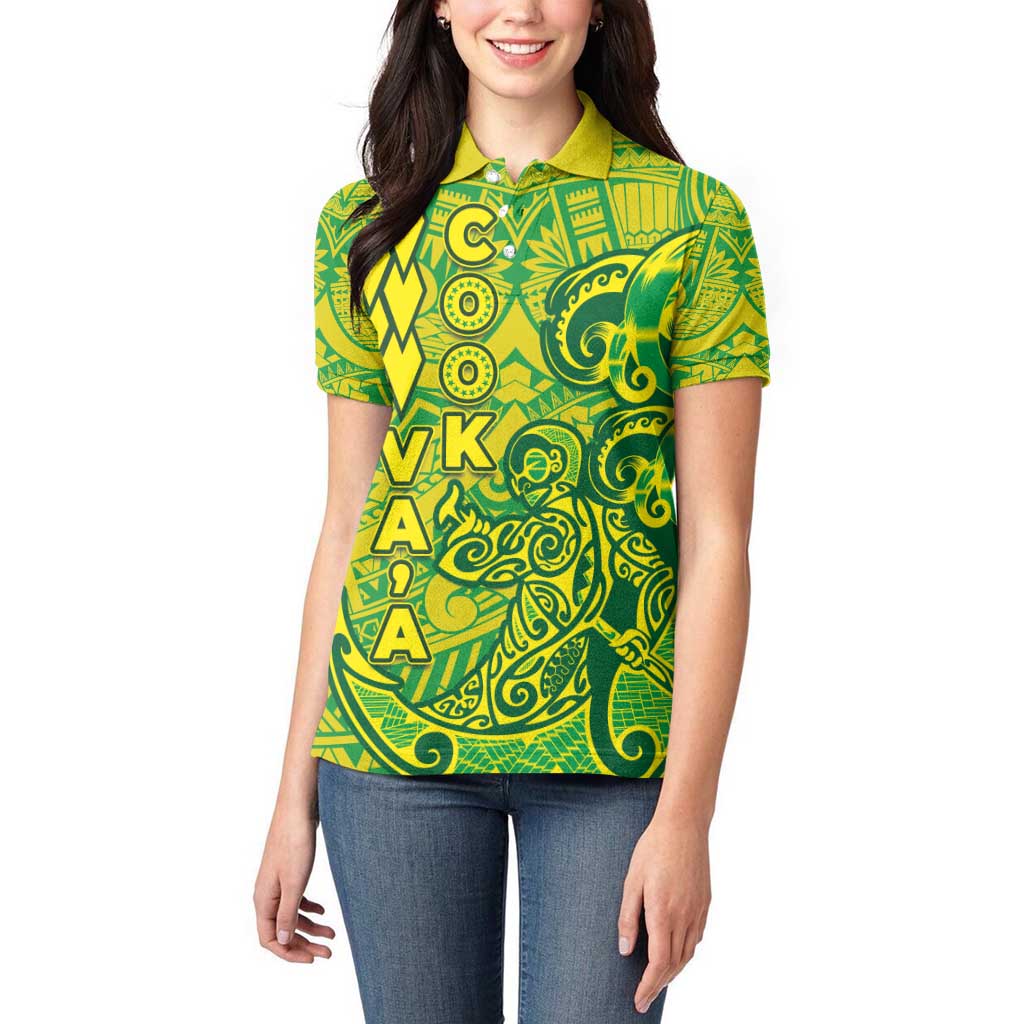 Cook Islands Va'a Polynesian Art Tattoo Women Polo Shirt National Color LT03 - Polynesian Pride