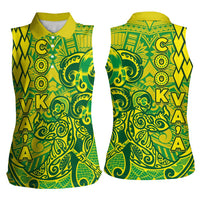 Cook Islands Va'a Polynesian Art Tattoo Women Sleeveless Polo Shirt National Color LT03 - Polynesian Pride