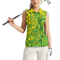 Cook Islands Va'a Polynesian Art Tattoo Women Sleeveless Polo Shirt National Color LT03 - Polynesian Pride