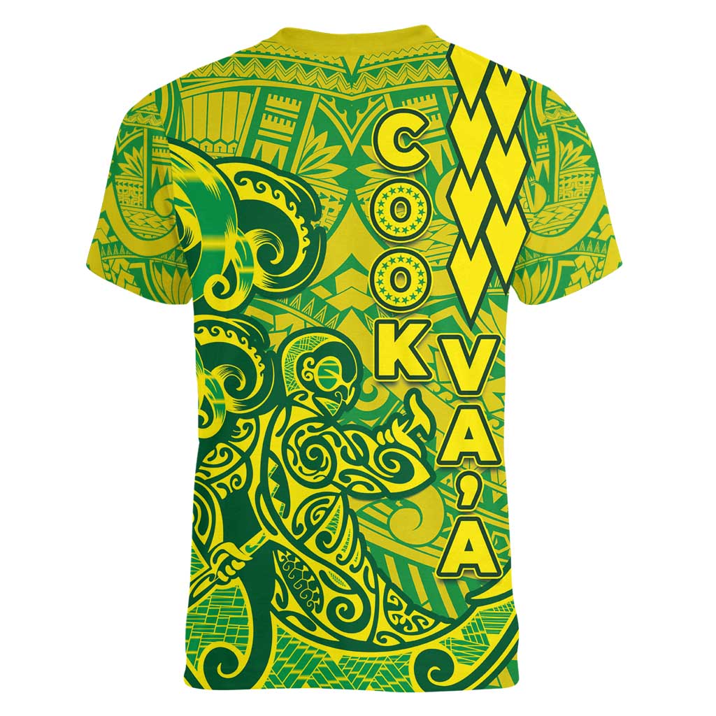 Cook Islands Va'a Polynesian Art Tattoo Women V-Neck T-Shirt National Color LT03 - Polynesian Pride