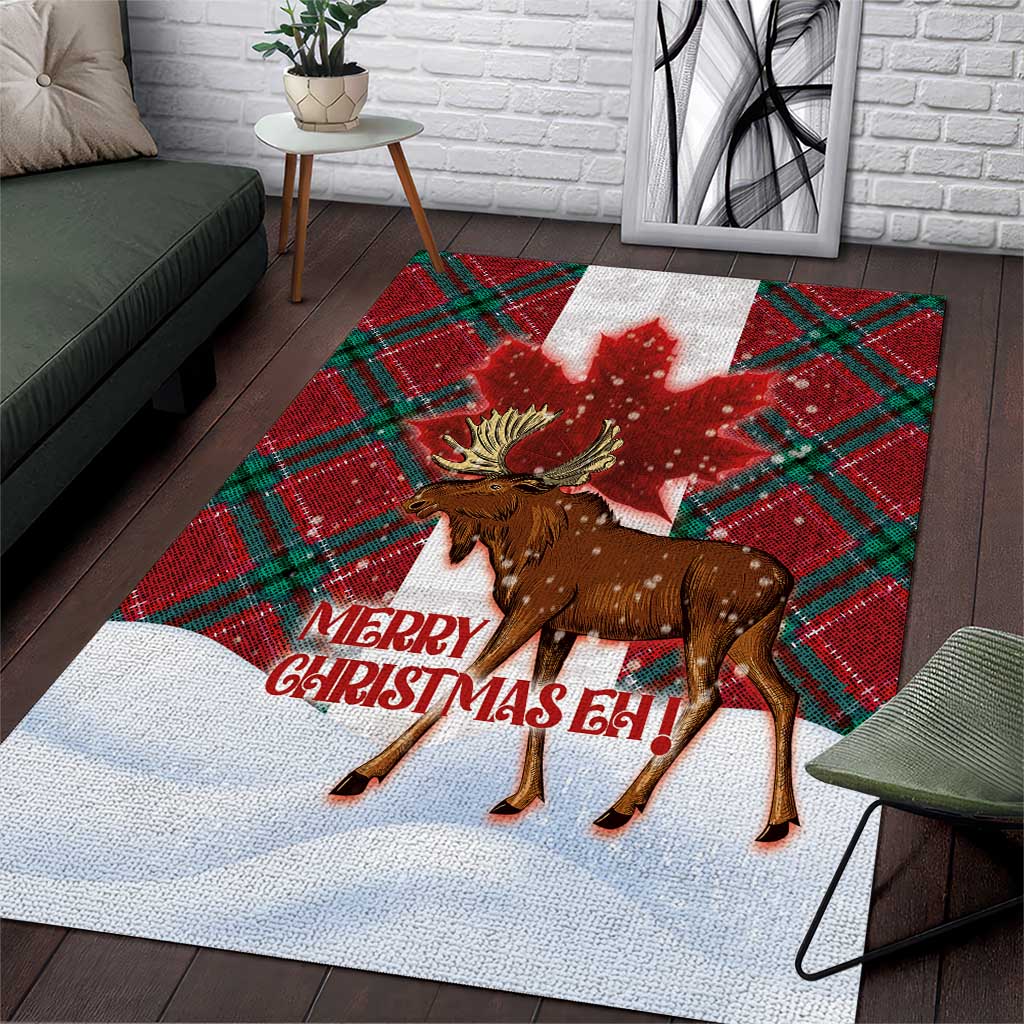 Canadian Christmas - Moose and Maple Retro Style Area Rug LT03 Red - Polynesian Pride