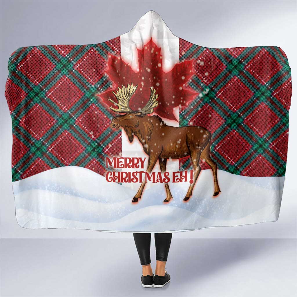 Canadian Christmas - Moose and Maple Retro Style Hooded Blanket LT03 One Size Red - Polynesian Pride