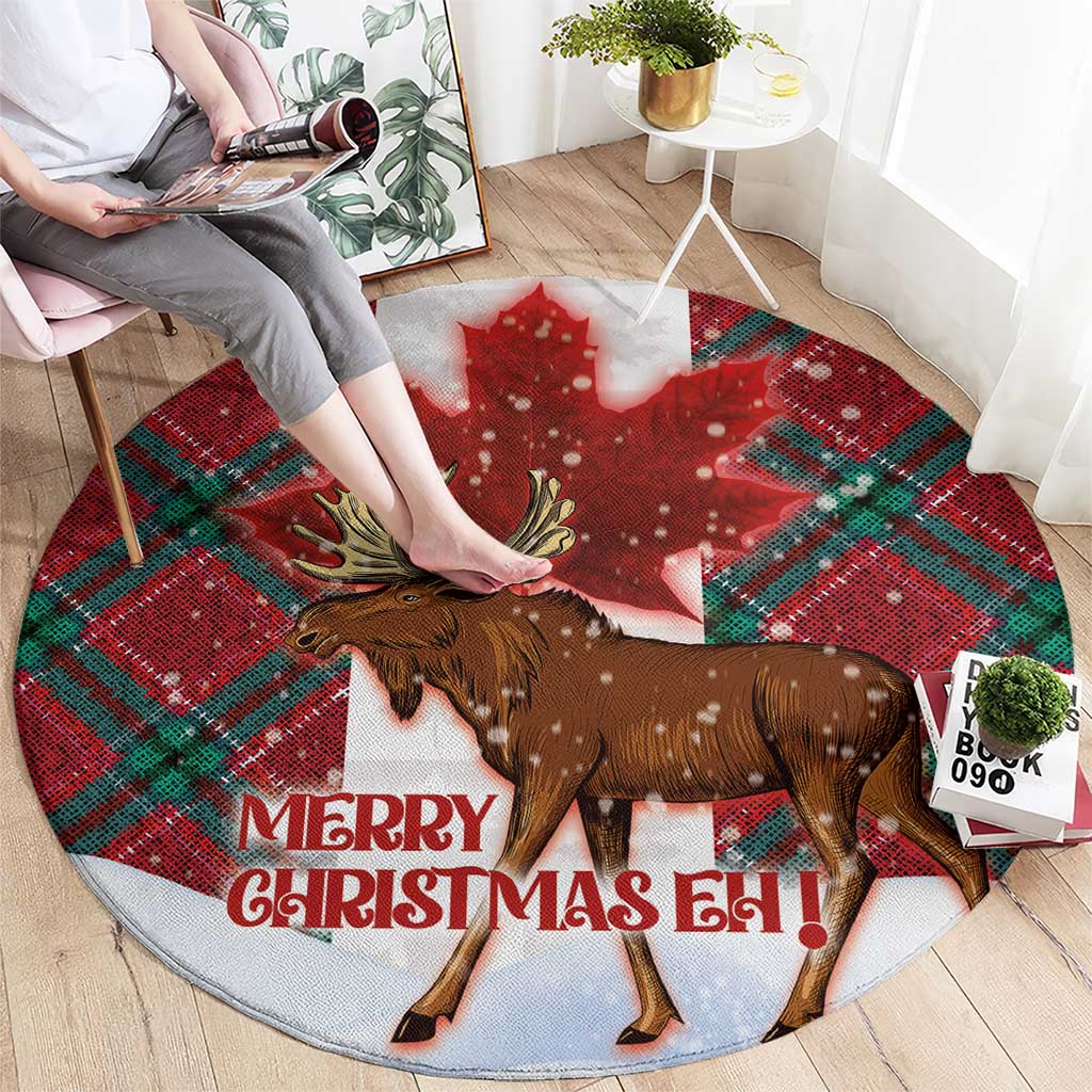 Canadian Christmas - Moose and Maple Retro Style Round Carpet LT03 - Polynesian Pride